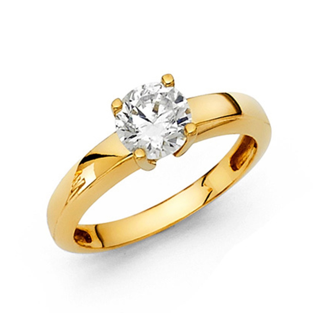1-CT 4-Prong Round-Cut Cubic Zirconia Wedding Ring